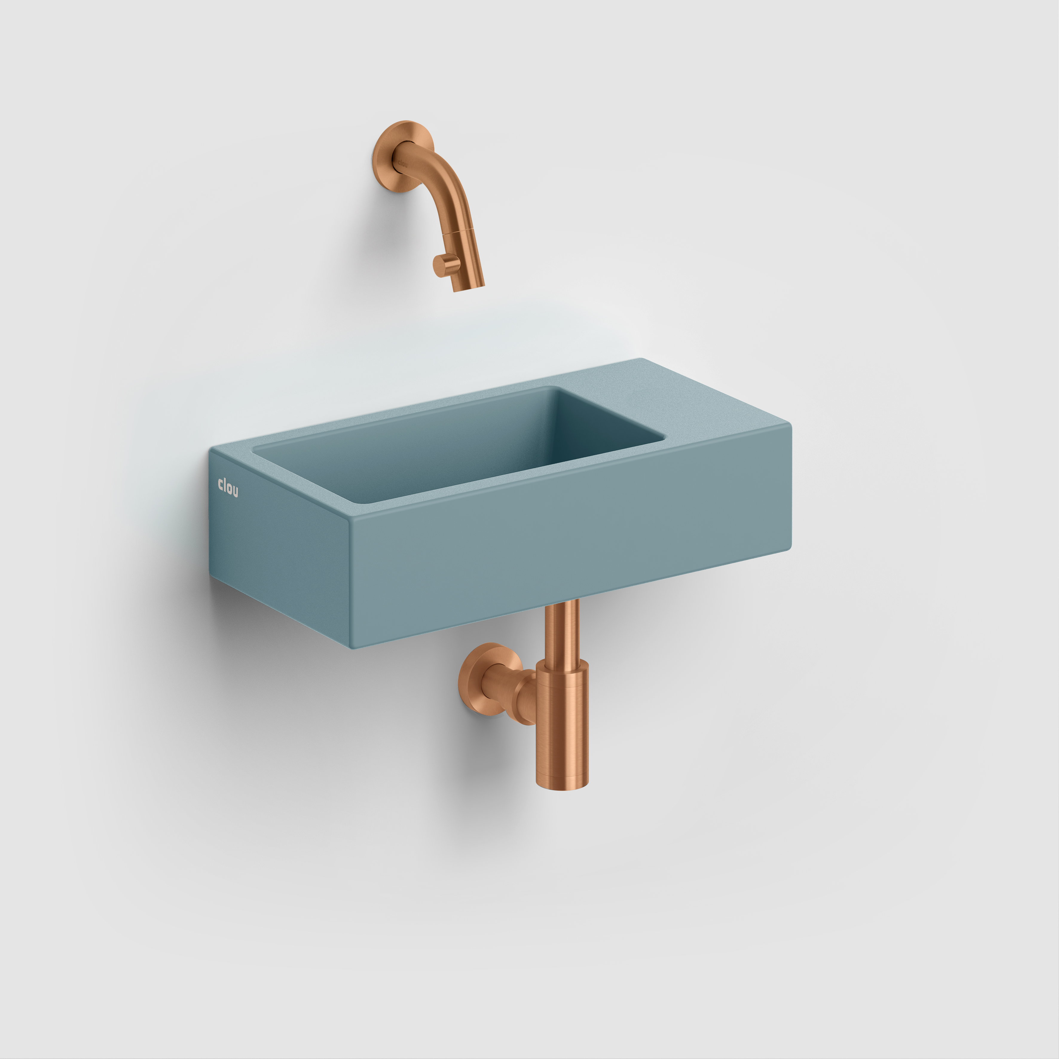 Clou Flush 3 fontein 36cm, zonder kraangat rechts, mat blauw ker.